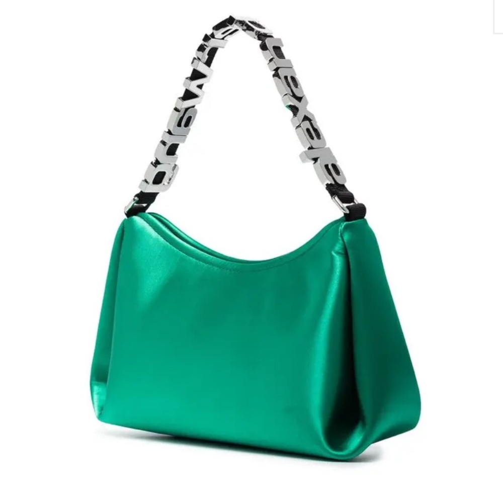 Alexander Wang Satin Shoulder Bag in Emerald Green